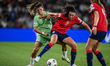 Sofia Cantore of Italy contrasts with Ingrid Engen of Norway in action at Stade de Geneve...