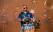 Cincinnati supporters are seen before the start of the Major League Soccer match between F...