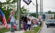 Demonstrators participate in the nationwide ''No Kings Good Trouble'' protest against Dona...