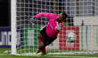 Henry Bonello, goalkeeper of Hamrun Spartans, is in action during the penalty shootout in...