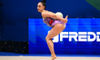 WANG Zihan performs during the race at the FGI Rhythmic Gymnastics World Cup 2025 in Unipo...