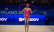 Shubhashree performs during the race of the FGI Rhythmic Gymnastics World Cup 2025 in Unip...