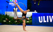 Anette Vaher performs during the race of the FGI Rhythmic Gymnastics World Cup 2025 in Uni...