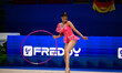 Shubhashree performs during the race of the FGI Rhythmic Gymnastics World Cup 2025 in Unip...