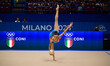 RAMADANI Gresa performs during the FGI Rhythmic Gymnastics World Cup 2025 in Unipol Forum,...