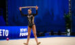 Tara Dragas performs during the race at the FGI Rhythmic Gymnastics World Cup 2025 in Unip...