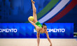 YANG Mikayla Angeline performs during the race at the FGI Rhythmic Gymnastics World Cup 20...