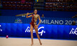 RAMADANI Gresa performs during the FGI Rhythmic Gymnastics World Cup 2025 at Unipol Forum...