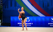 Alejandra Montilla Sanchez performs during the race of the FGI Rhythmic Gymnastics World C...