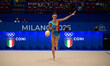 RAMADANI Gresa performs during the FGI Rhythmic Gymnastics World Cup 2025 at Unipol Forum...