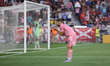 Inter Miami CF defender Jordi Alba #18 taunts fans after scoring a goal during the Major L...