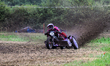The Blondels (10) kick up the dirt in the 1000cc Sidecar class during the ACU Northern Gra...