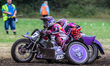 The Blondels (10) kick up the dirt in the 1000cc Sidecar class during the ACU Northern Gra...