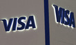 The VISA logo is at the 3rd China International Supply Chain Expo in Beijing, China, on Ju...