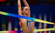 Tara Dragas performs during the FGI Rhythmic Gymnastics World Cup 2025 in Unipol Forum, As...