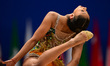 Barbara Domingos performs during the FGI Rhythmic Gymnastics World Cup 2025 in Unipol Foru...