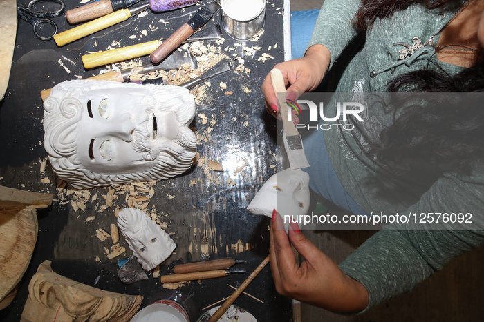 Production Of Wooden Masks For Traditional Festivals