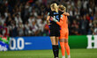 Esme Morgan (ENG) and Hannah Hampton (ENG) participate during the UEFA Women's EURO 2025 S...
