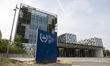 General view with the official logo sign and inscription of the International Criminal Cou...