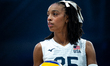 Tia Jimerson plays during the volleyball match between Italy and the United States in Lodz...