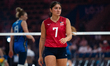Alexis Rodriguez plays during the volleyball match between Italy and the United States in...