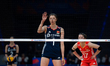 Mengjie Wu plays during the volleyball match between Poland and China in Lodz, Poland, on...