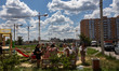 An organization helps victims of shelling in central Kharkiv, Ukraine, after a Russian air...