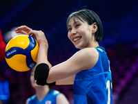 Yukiko Wada plays during the volleyball match between Japan and Turkey in Lodz, Poland, on July 24, 2025. This is the VNL Volleyball Nations...
