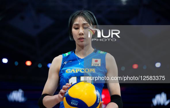 Yukiko Wada plays during the volleyball match between Japan and Turkey in Lodz, Poland, on July 24, 2025. This is the VNL Volleyball Nations... by Marcin Golba/NurPhoto