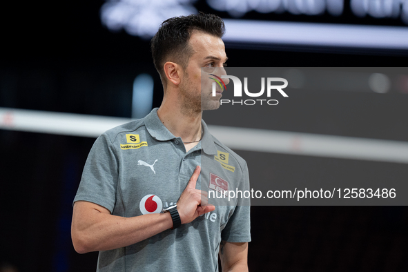 Daniele Santarelli, head coach for the Turkey national team, is seen during the volleyball match between Japan and Turkey in Lodz, Poland, o... by Marcin Golba/NurPhoto
