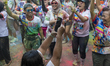 In Jakarta, Indonesia, on July 27, 2025, a color run activity takes place at Ancol, Jakart...
