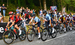 The pack of riders (peloton) cycles during the 1st stage (out of 9) of the fourth edition...