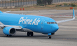 A Boeing 737-8AS(BCF) of Amazon Air heads for the Barcelona-El Prat Airport runway in Barc...