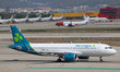 An Aer Lingus Airbus A320-251N is on the runway for takeoff from Barcelona-El Prat Airport...