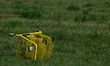 EDMONTON, CANADA – JULY 29:A lone shopping cart sits abandoned in a grassy field in Edmon...