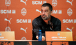 Shakhtar coach Arda Turan speaks during a press conference ahead of the UEFA Europa League...