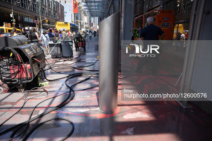 Red Paint And Gaza Message Splashed Across The New York Times Building And Starbucks 