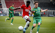 AZ Alkmaar forward Ernest Poku and Ilves Tampere defender Matias Rale play during the matc...