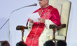 Pope Leo XIV participates in the prayer vigil of the youth jubilee at Tor Vergata in Rome,...