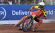 Max Fricke, captain of the Leicester 'Watling JCB' Lions, participates in the Rowe Motor O...