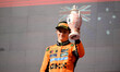 Oscar Piastri of the McLaren F1 Team celebrates on the podium during the race of the Hunga...