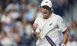 Alex De Minaur of Australia celebrates a point against Ben Shelton of the United States du...