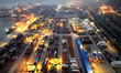 A cargo ship is loading and unloading containers at the berth of Lianyungang Port Containe...