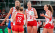 Magdalena Stysiak and her teammates play during a women's volleyball international friendl...