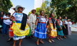 Indigenous women take part in the 2025 Mega Calenda parade as part of the International Da...