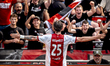AFC Ajax Amsterdam forward Wout Weghorst scores the 2-0 and celebrates the goal during the...