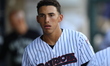 George Lombard Jr. #2 of the Somerset Patriots stands in the dugout during the second inni...