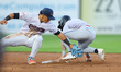 Jett Williams #7 of the Binghamton Rumble Ponies steals second base during the first innin...