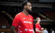 Jordan Loyd warms up before the basketball international friendly match between Poland and...