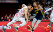 Andrzej Pluta and Melwin Pantzar play during a basketball international friendly match bet...